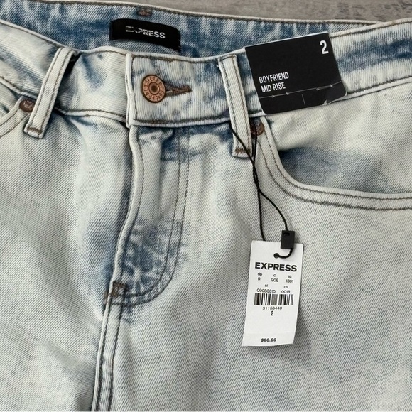 NEW! Express Acid White Wash Boyfriend Jeans | Size 2 - Picture 2 of 6